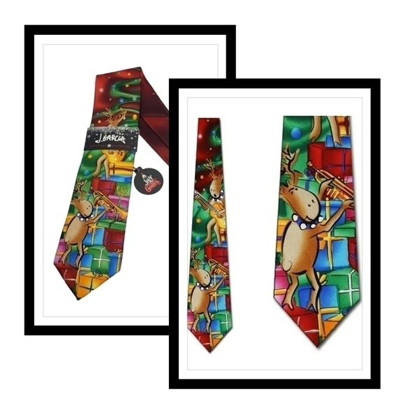 NWT Jerry Garcia Reindeer Holiday Jam Collector's Edition Christmas Tie - Picture 3 of 10